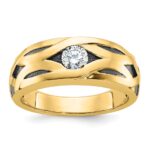 14k IBGoodman Men's Polished Satin and Grooved Ring Mounting