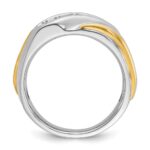 IBGoodman 14k Two-tone Men's Polished and Grooved 5-Stone 1/2 Carat AA Quality Diamond Ring - Image 2