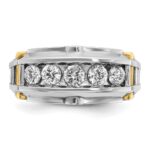 IBGoodman 14k Two-tone Men's Polished and Textured 5-Stone 1 Carat AA Quality Diamond Ring - Image 6