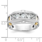 IBGoodman 14k Two-tone Men's Polished and Textured 5-Stone Ring Mounting - Image 3