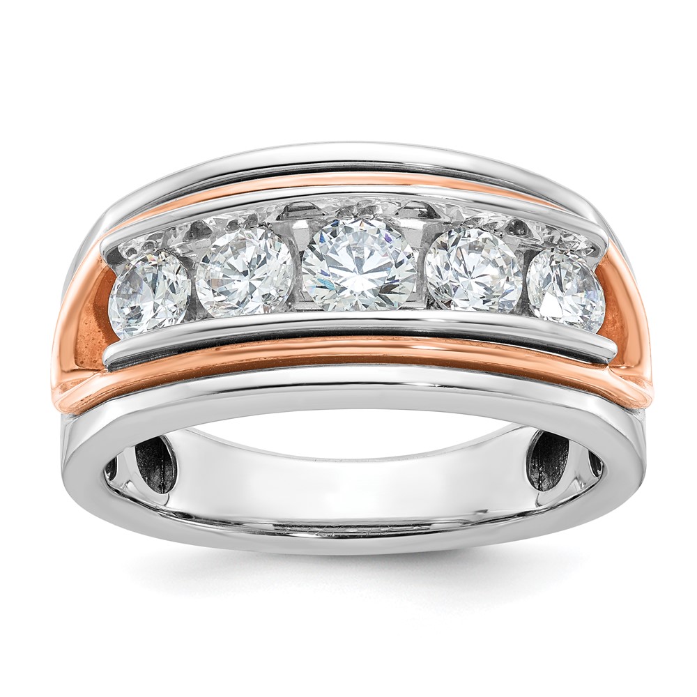 B64120-4WRAA.jpg IBGoodman 14k White and Rose Gold Men's Polished and Cut-Out 5-Stone Ring Mounting - Image 1