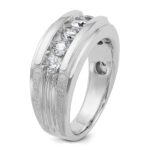 IBGoodman 14k White Gold Men's Polished Brushed and Grooved 5-Stone 1 Carat AA Quality Diamond Ring - Image 8