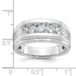 IBGoodman 14k White Gold Men's Polished Brushed and Grooved 5-Stone 1 Carat AA Quality Diamond Ring - Image 3