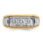 IBGoodman 14k Two-tone Men's Polished and Grooved 3-Stone 1 Carat AA Quality Diamond Ring - Image 6