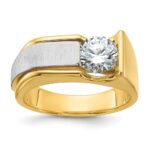 IBGoodman 14k Two-tone 1 1/4 carat Lab Grown Diamond VS/SI+ G+ Complete Polished and Brushed Men's Ring