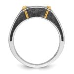 10k Two-tone IBGoodman Men's Polished and Satin Diamond Complete Ring - Image 2