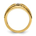 IBGoodman 10k with Black Rhodium Men's Polished and Textured Solitaire 1/2 Carat A Quality Diamond Ring - Image 2