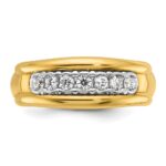 IBGoodman 10k Two-tone Men's Polished and Grooved Bezel Set 7-Stone 1/2 Carat A Quality Diamond Ring - Image 6