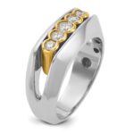 IBGoodman 14k Two-tone Men's Polished Graduated 5-Stone 1/2 Carat AA Quality Diamond Ring - Image 8