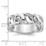 14k White Gold IBGoodman Men's Link Design 1/8 carat Diamond Complete Ring - Image 3