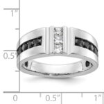 IBGoodman 14k White Gold Men's Polished and Grooved Ring Mounting - Image 3