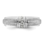 IBGoodman 14k White Gold Men's Polished and Satin 3-Stone 1/20 Carat AA Quality Diamond Ring - Image 5