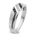 IBGoodman 14k White Gold 1/8 carat Lab Grown Diamond VS/SI+ G+ and 1/8 carat Black Mined Diamonds Complete Polished Satin and Grooved Men's Ring - Image 8