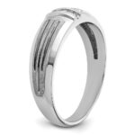 IBGoodman 14k White Gold Polished Satin and Grooved Five Stone Men's Ring Mounting - Image 8