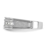 IBGoodman 14k White Gold 1/2 carat Lab Grown Diamond VS/SI+ G+ Nine Stone Complete Polished Brushed and Grooved Men's Ring - Image 3