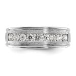 IBGoodman 14k White Gold Men's Polished Brushed and Grooved 9-Stone 1/2 Carat AA Quality Diamond Ring - Image 5