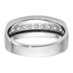 IBGoodman 14k White Gold 1/2 carat Lab Grown Diamond VS/SI+ G+ Nine Stone Complete Polished Brushed and Grooved Men's Ring - Image 5