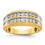 IBGoodman 14k with White Rhodium 3/4 carat Lab Grown Diamond VS/SI+ G+ Complete Two Row Men's Ring