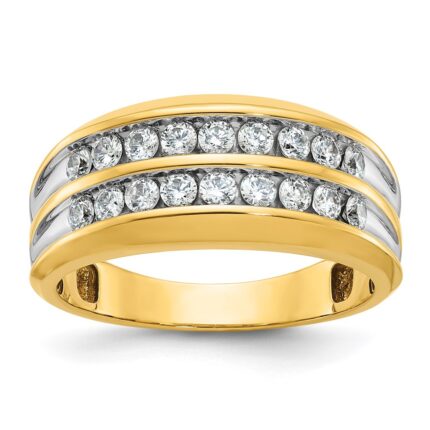 IBGoodman 14k with White Rhodium 3/4 carat Lab Grown Diamond VS/SI+ G+ Complete Two Row Men's Ring