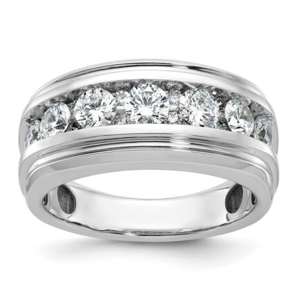 14k White Gold IBGoodman Men's Polished and Grooved Ring Mounting