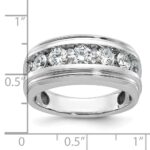 IBGoodman 14k White Gold Men's Polished and Grooved 1 3/4 Carat AA Quality Diamond Ring - Image 3