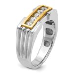 IBGoodman 14k Two-tone Men's Polished and Grooved 5-Stone Ring Mounting - Image 8