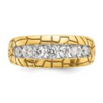 IBGoodman 14k Men's Polished and Nugget Texture 7-Stone 1 Carat AA Quality Diamond Ring - Image 6