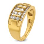 IBGoodman 14k 1 1/8 carat Lab Grown Diamond VS/SI+ G+ Complete Four Row Men's Ring - Image 6