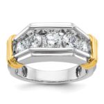 IBGoodman 14k Two-tone Men's Polished and Grooved 5-Stone Ring Mounting