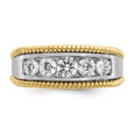 IBGoodman 14k Two-tone 1 carat Lab Grown Diamond VS/SI+ G+ Five Stone Complete Polished Satin and Textured Men's Ring - Image 4