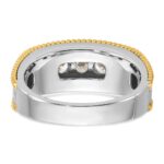 IBGoodman 14k Two-tone 1 carat Lab Grown Diamond VS/SI+ G+ Five Stone Complete Polished Satin and Textured Men's Ring - Image 5