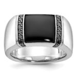 14k White Gold IBGoodman Men's Onyx and Diamond Ring Mounting