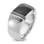 14k White Gold IBGoodman Men's Onyx and 1/4 carat Black Diamond Complete Ring - Image 8