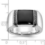 14k White Gold IBGoodman Men's Onyx and 1/4 carat Black Diamond Complete Ring - Image 3