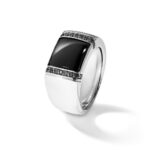 14k White Gold IBGoodman Men's Onyx and Diamond Ring Mounting - Image 9
