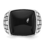 14k White Gold IBGoodman Men's Antiqued Onyx Complete Ring - Image 6