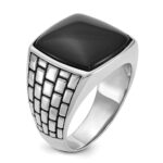 14k White Gold IBGoodman Men's Antiqued Onyx Complete Ring - Image 8