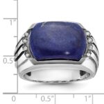 14k White Gold with Black Rhodium IBGoodman Men's Lapis and Diamond Ring Mounting - Image 2