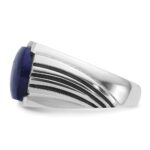 14k White Gold IBGoodman Men's w/Black Rhodium Lapis Diamond Complete Ring - Image 3