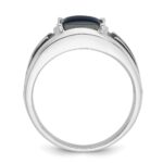 14k White Gold with Black Rhodium IBGoodman Men's Imitation Gray Cat's Eye Complete Ring - Image 2