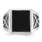 14k White Gold with Black Rhodium IBGoodman Men's Onyx Complete Ring - Image 6