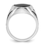 14k White Gold with Black Rhodium IBGoodman Men's Onyx Complete Ring - Image 2