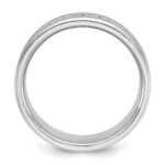 14k White Gold IBGoodman Men's Satin Lab Created Sapphire and 1/8 carat Diamond Complete Ring - Image 2