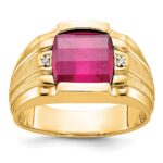 10k IBGoodman Men's Satin Cr. Ruby and Diamond Complete Ring