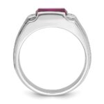 14k White Gold IBGoodman Men's Satin Created Ruby and Diamond Complete Ring - Image 2