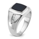 14k White Gold IBGoodman Men's Onyx and 1/8 carat Diamond Complete Ring - Image 8