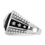 14k White Gold IBGoodman Men's Antiqued Onyx and 1/20 carat Diamond Complete Star Ring - Image 5