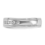 IBGoodman 14k White Gold Men's Polished and Milgrain 11-Stone Ring Mounting - Image 5
