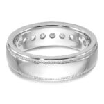 IBGoodman 14k White Gold Men's Polished and Milgrain 11-Stone 1 Carat AA Quality Diamond Ring - Image 7