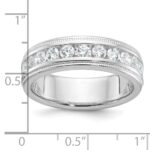IBGoodman 14k White Gold Men's Polished and Milgrain 11-Stone 1 Carat AA Quality Diamond Ring - Image 3
